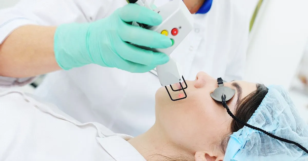 Patient undergoing rejuvenating CO2 Laser Treatment in Mandeville, LA